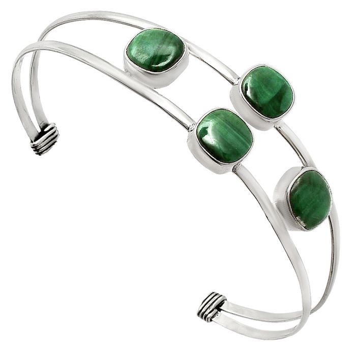 Malachite Eye Cuff Bangle Bracelet EXB01228 B-1047, 9x9 mm