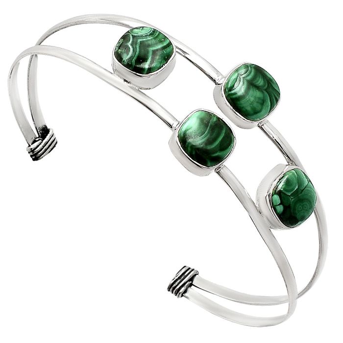 Malachite Eye Cuff Bangle Bracelet EXB01229 B-1047, 9x9 mm