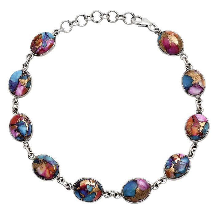 Kingman Pink Dahlia Turquoise Bracelet EXB01246 B-1001, 8x10 mm