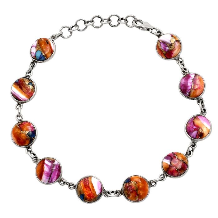 Kingman Orange Dahlia Turquoise Bracelet EXB01248 B-1001, 9x9 mm