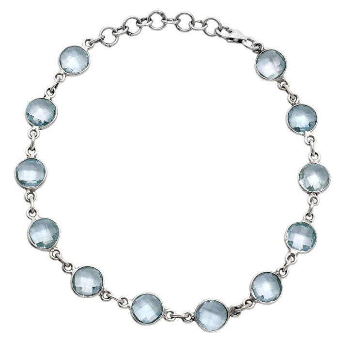 Sky Blue Topaz Checker Briolette Bracelet EXB01271 B-1001, 7x7 mm