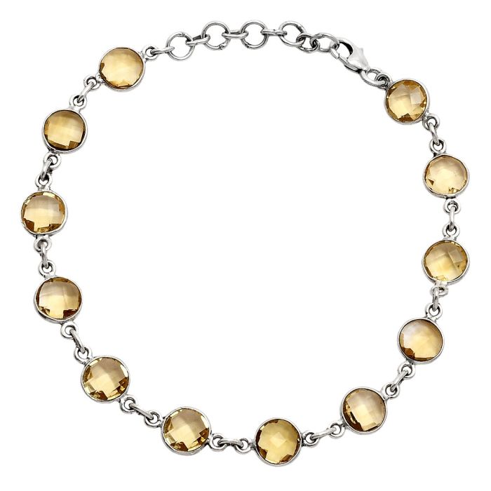 Citrine Checker Briolette Bracelet EXB01278 B-1001, 7x7 mm