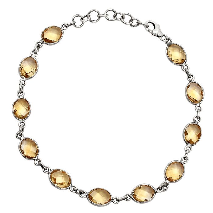 Citrine Checker Briolette Bracelet EXB01283 B-1001, 6x8 mm