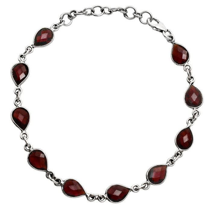 Hessonite Garnet Checker Briolette Bracelet EXB01284 B-1001, 6x8 mm