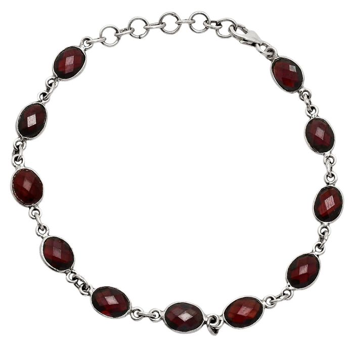 Hessonite Garnet Checker Briolette Bracelet EXB01285 B-1001, 6x8 mm