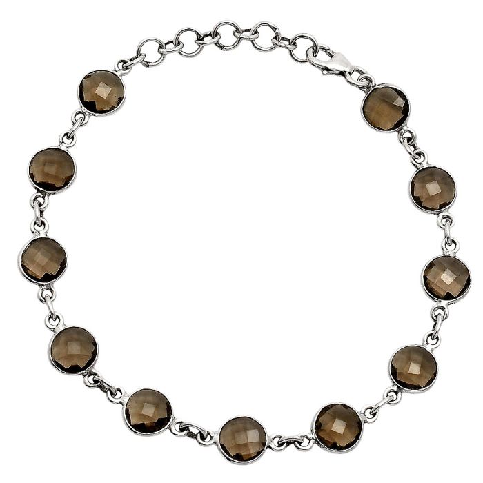 Smoky Quartz Checker Briolette Bracelet EXB01287 B-1001, 7x7 mm