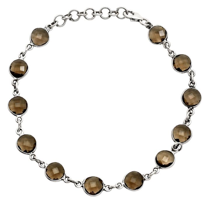 Smoky Quartz Checker Briolette Bracelet EXB01288 B-1001, 7x7 mm