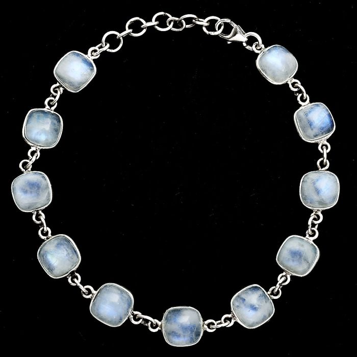 Rainbow Moonstone Bracelet EXB01306 B-1001, 8x8 mm