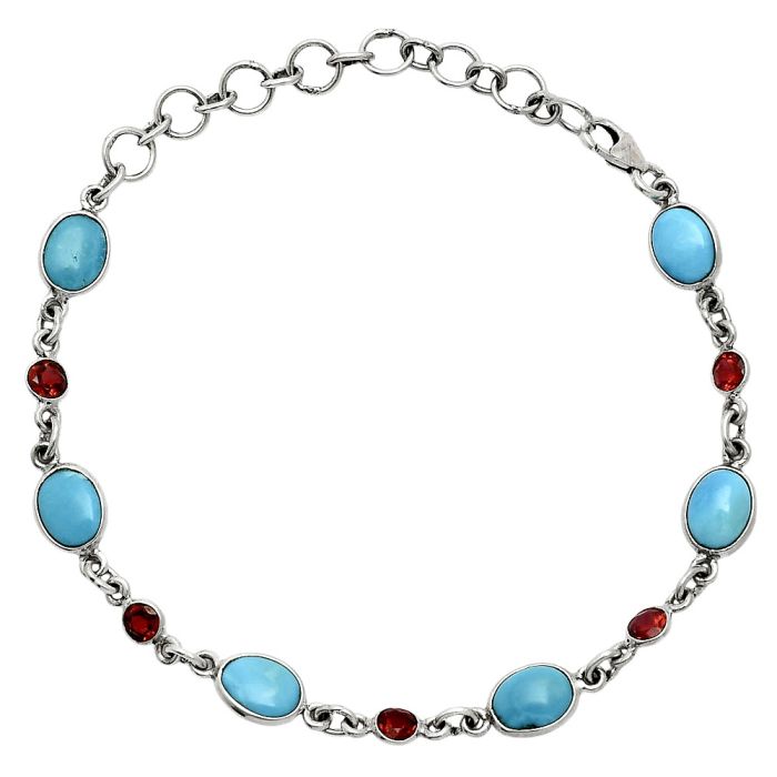 Sleeping Beauty Turquoise and Garnet Bracelet EXB01312 B-1006, 6x8 mm