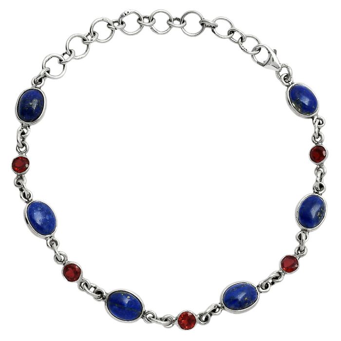 Lapis Lazuli and Garnet Bracelet EXB01319 B-1006, 6x8 mm