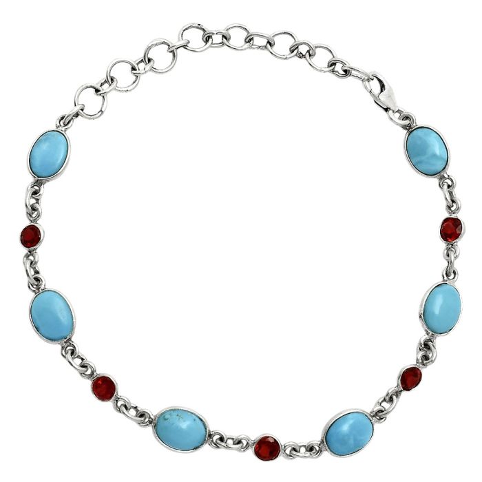 Sleeping Beauty Turquoise and Garnet Bracelet EXB01322 B-1006, 6x8 mm