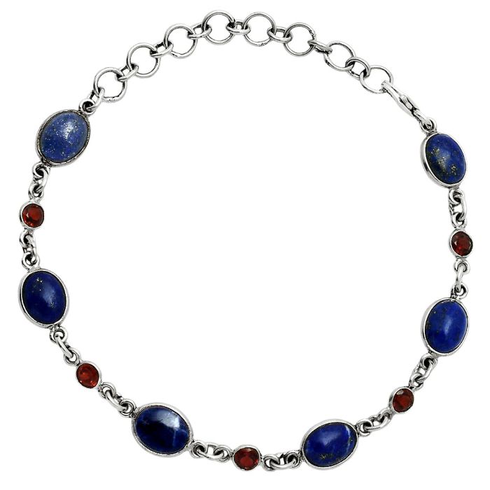 Lapis Lazuli and Garnet Bracelet EXB01331 B-1006, 7x9 mm