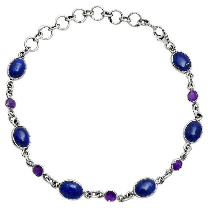 Lapis Lazuli and Amethyst Bracelet EXB01332 B-1006, 6x8 mm