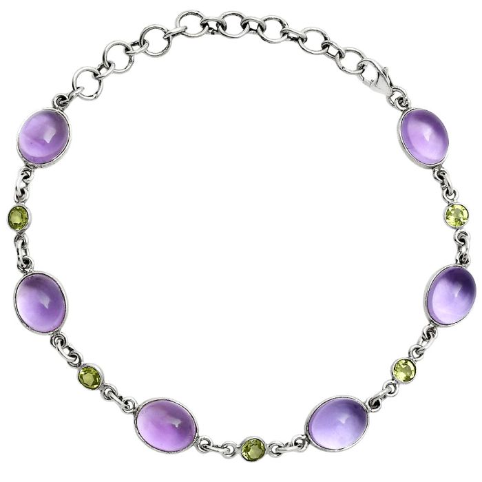 Amethyst Cab and Peridot Bracelet EXB01337 B-1006, 8x10 mm