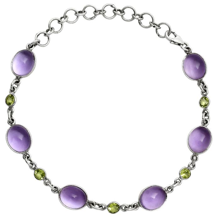 Amethyst Cab and Peridot Bracelet EXB01338 B-1006, 8x10 mm