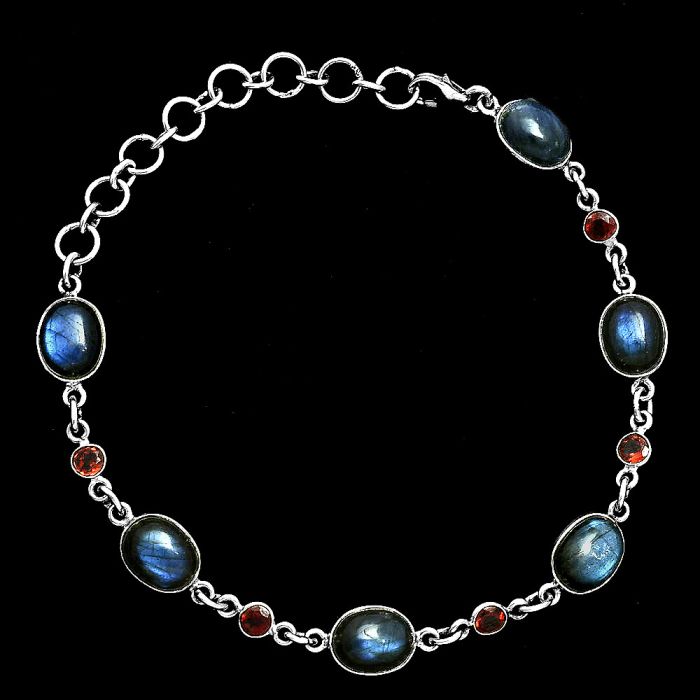 Blue Labradorite and Garnet Bracelet EXB01362 B-1006, 8x10 mm