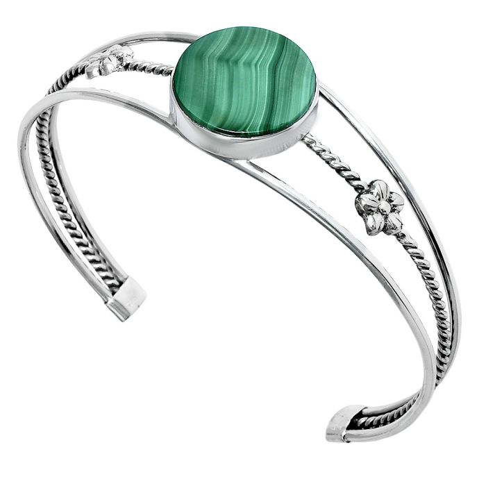 Malachite Eye Cuff Bangle Bracelet EXB01459 B-1012, 18x18 mm