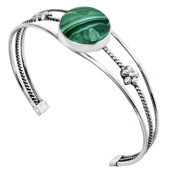 Malachite Eye Cuff Bangle Bracelet EXB01460 B-1012, 18x18 mm