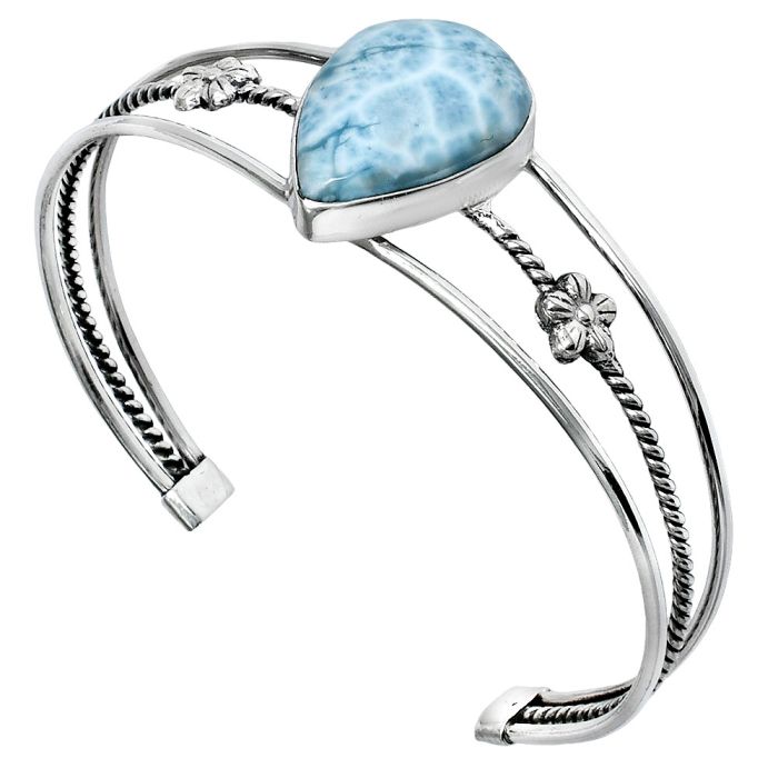 Larimar (Dominican Republic) Cuff Bangle Bracelet EXB01462 B-1012, 17x23 mm