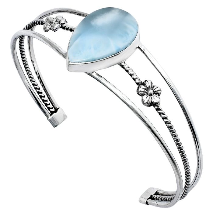 Larimar (Dominican Republic) Cuff Bangle Bracelet EXB01464 B-1012, 16x24 mm