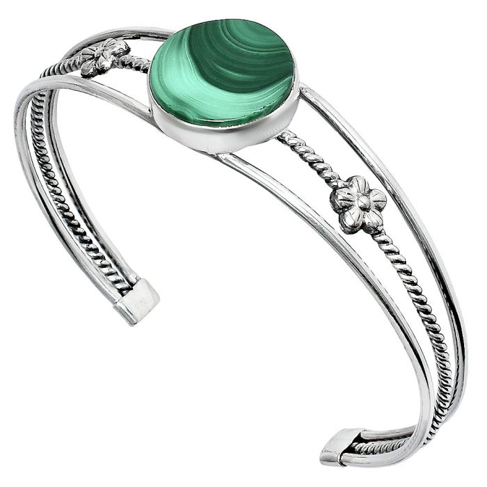 Malachite Eye Cuff Bangle Bracelet EXB01478 B-1012, 18x18 mm