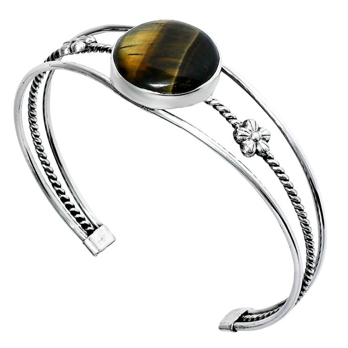 Blue Tiger Eye Cuff Bangle Bracelet EXB01482 B-1012, 19x19 mm