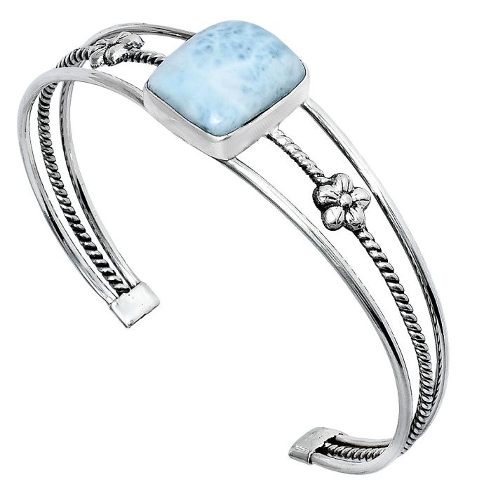 Larimar (Dominican Republic) Cuff Bangle Bracelet EXB01484 B-1012, 14x17 mm