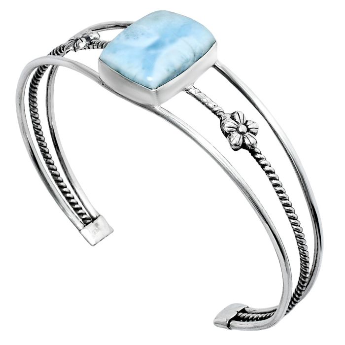 Larimar (Dominican Republic) Cuff Bangle Bracelet EXB01486 B-1012, 15x18 mm