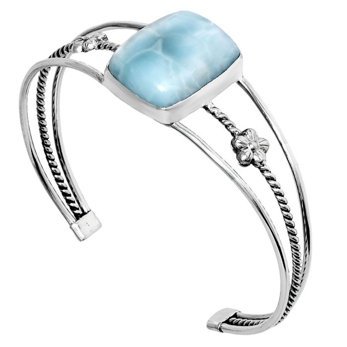 Larimar (Dominican Republic) Cuff Bangle Bracelet EXB01487 B-1012, 18x22 mm