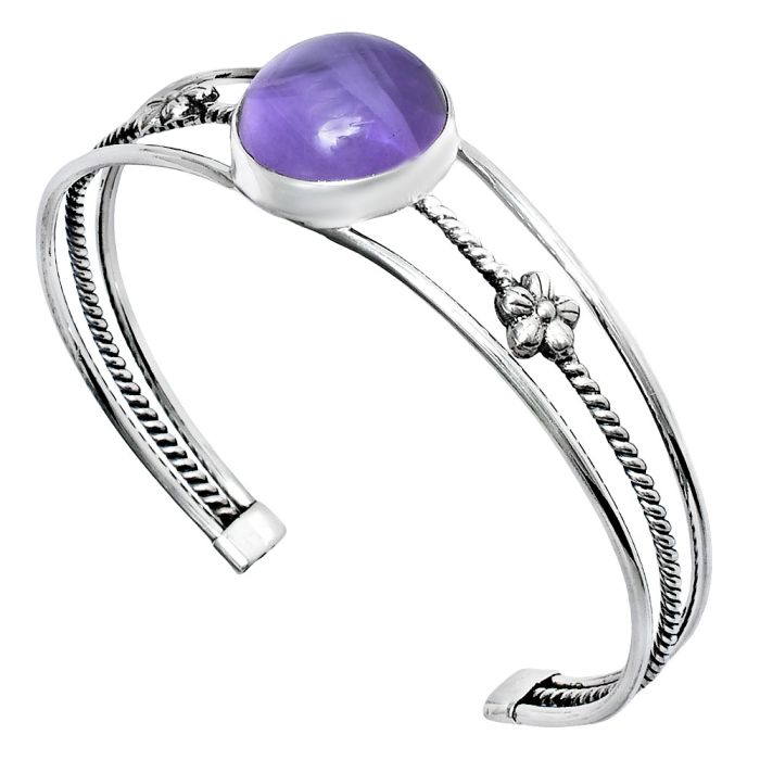 Amethyst Cab Cuff Bangle Bracelet EXB01488 B-1012, 17x17 mm