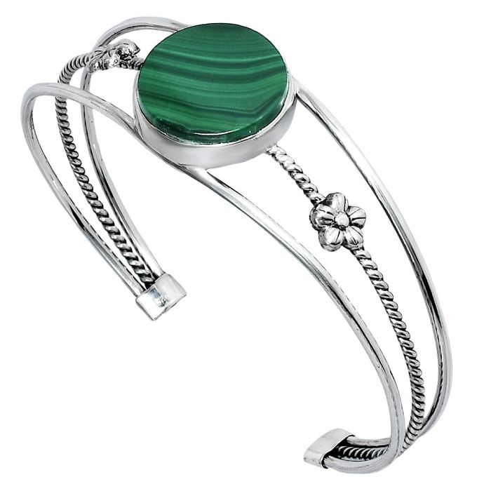 Malachite Eye Cuff Bangle Bracelet EXB01496 B-1012, 18x18 mm