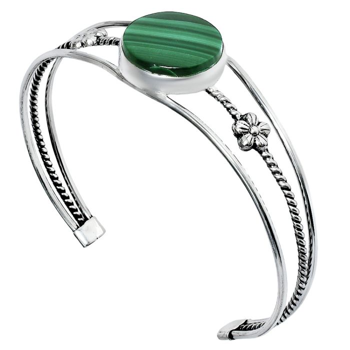 Malachite Eye Cuff Bangle Bracelet EXB01501 B-1012, 18x18 mm