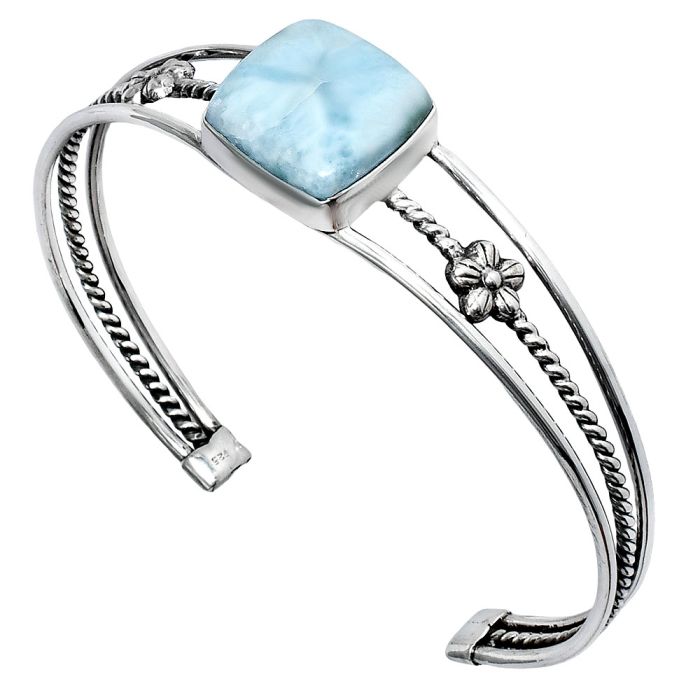 Larimar (Dominican Republic) Cuff Bangle Bracelet EXB01509 B-1012, 15x16 mm