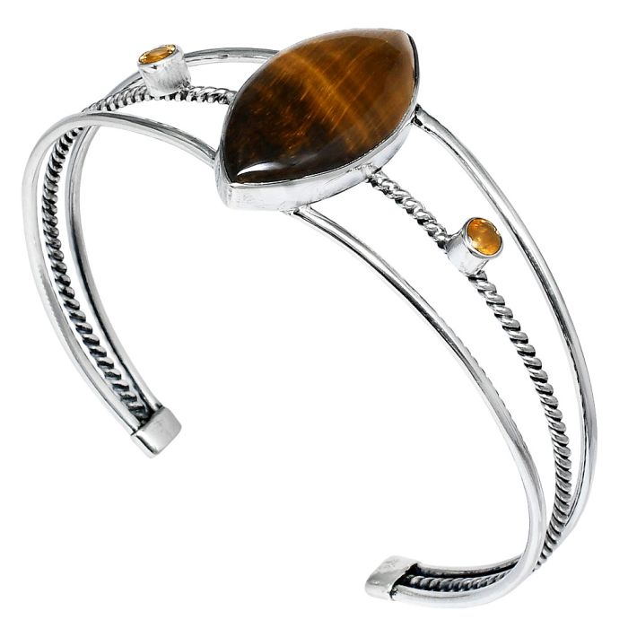 Tiger Eye and Citrine Cuff Bangle Bracelet EXB01543 B-1011, 15x29 mm