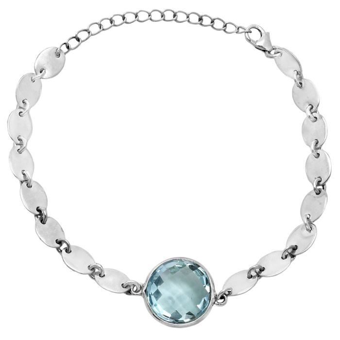 Sky Blue Topaz Checker Bracelet EXB01581 B-1044, 15x15 mm