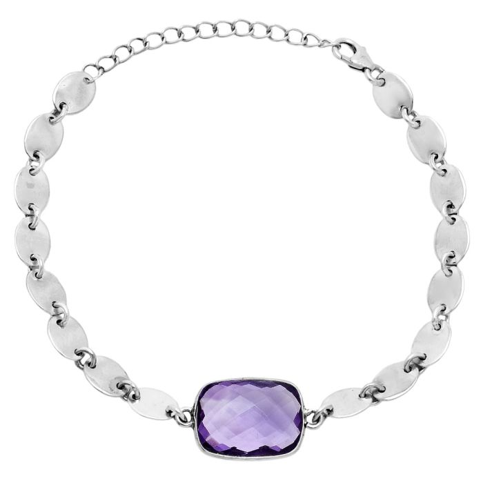 Amethyst Checker Briolette Bracelet EXB01582 B-1044, 12x16 mm