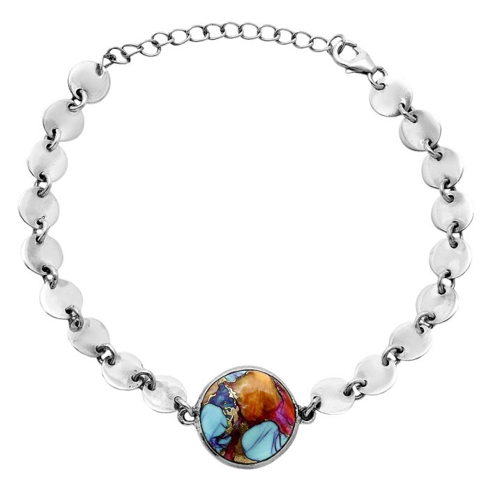 Kingman Orange Dahlia Turquoise Bracelet EXB01616 B-1044, 15x15 mm