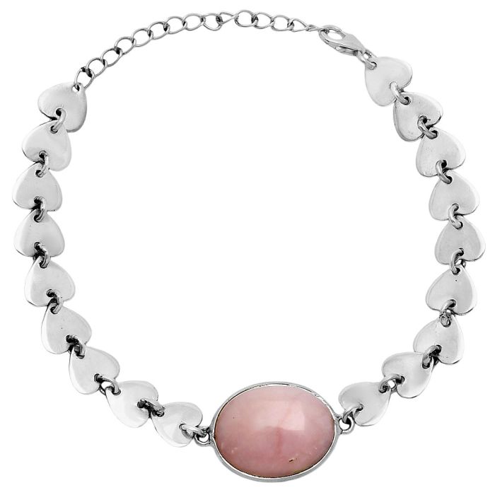 Heart - Pink Opal Bracelet EXB01642 B-1044, 14x18 mm