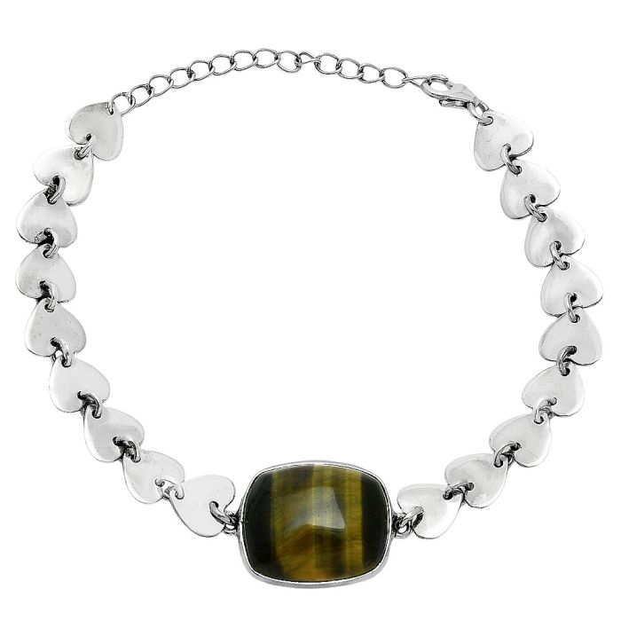 Heart - Blue Tiger Eye Bracelet EXB01650 B-1044, 15x18 mm