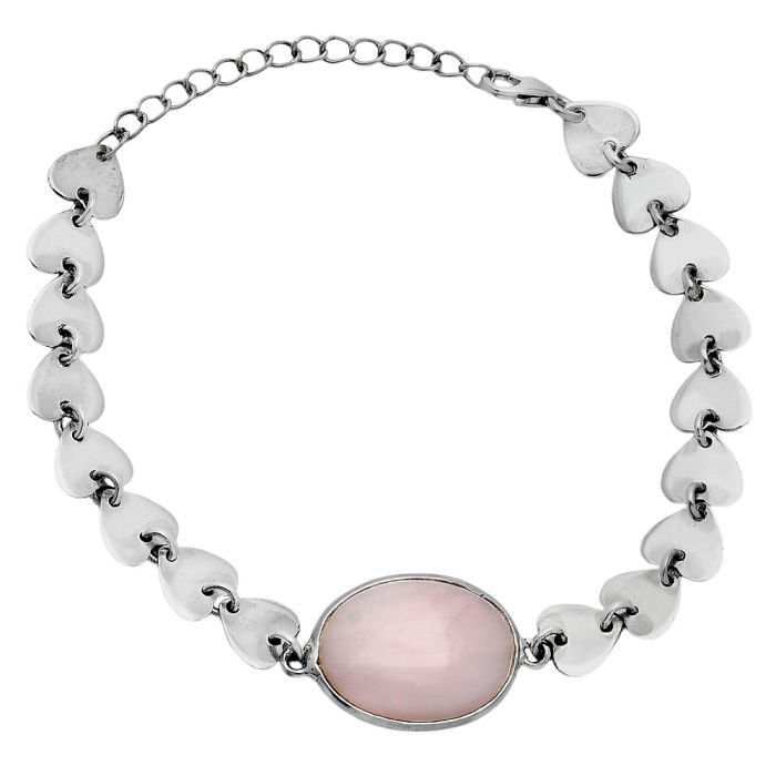 Heart - Pink Opal Bracelet EXB01656 B-1044, 14x19 mm