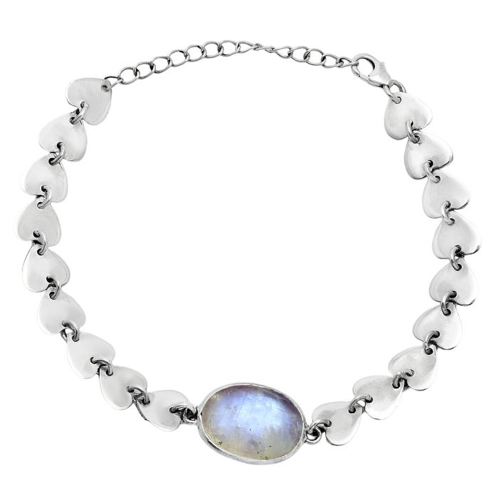 Heart - Rainbow Moonstone Bracelet EXB01664 B-1044, 12x16 mm