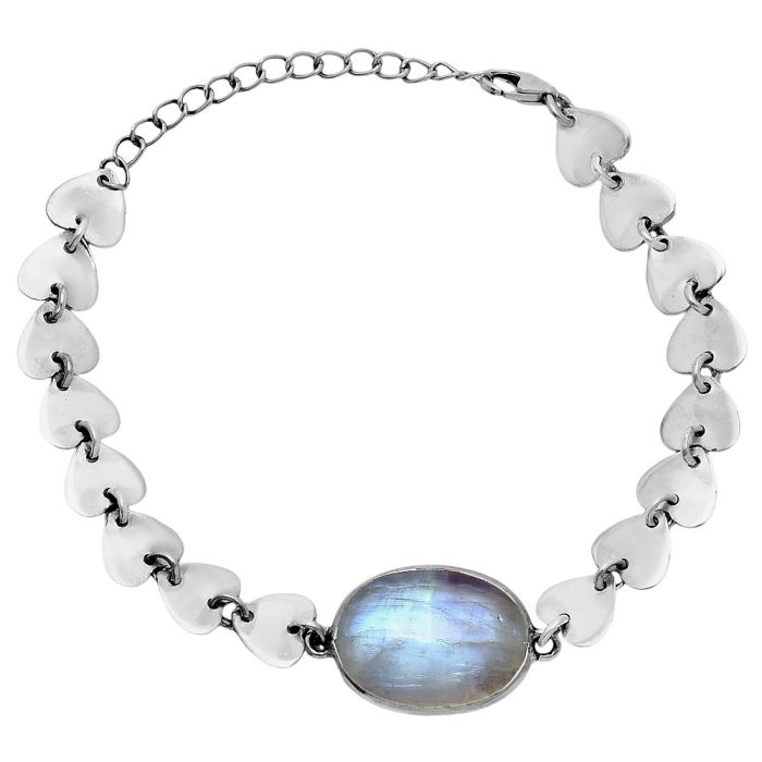 Heart - Rainbow Moonstone Bracelet EXB01665 B-1044, 14x18 mm