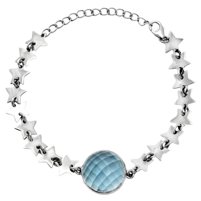 Star - Sky Blue Topaz Checker Bracelet EXB01685 B-1044, 15x15 mm