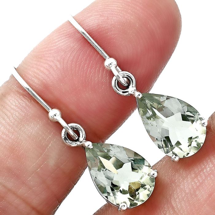 Prasiolite (Green Amethyst) Earrings EXE01014 E-1021, 8x12 mm