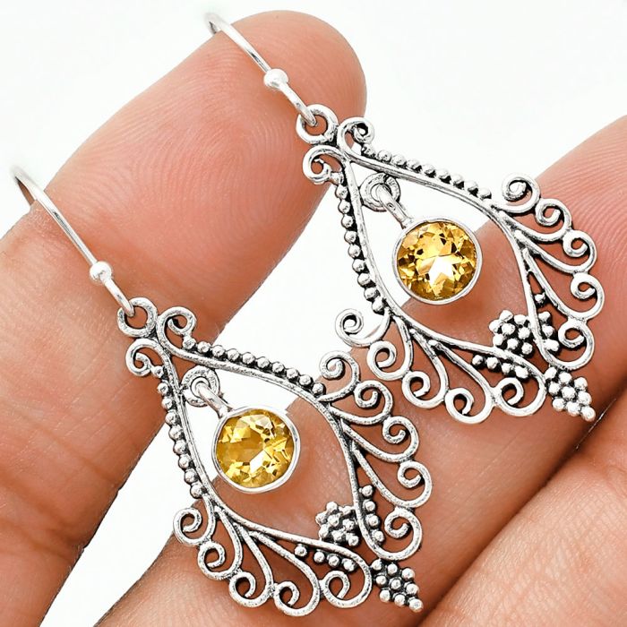 Citrine Earrings EXE01144 E-1075, 6x6 mm