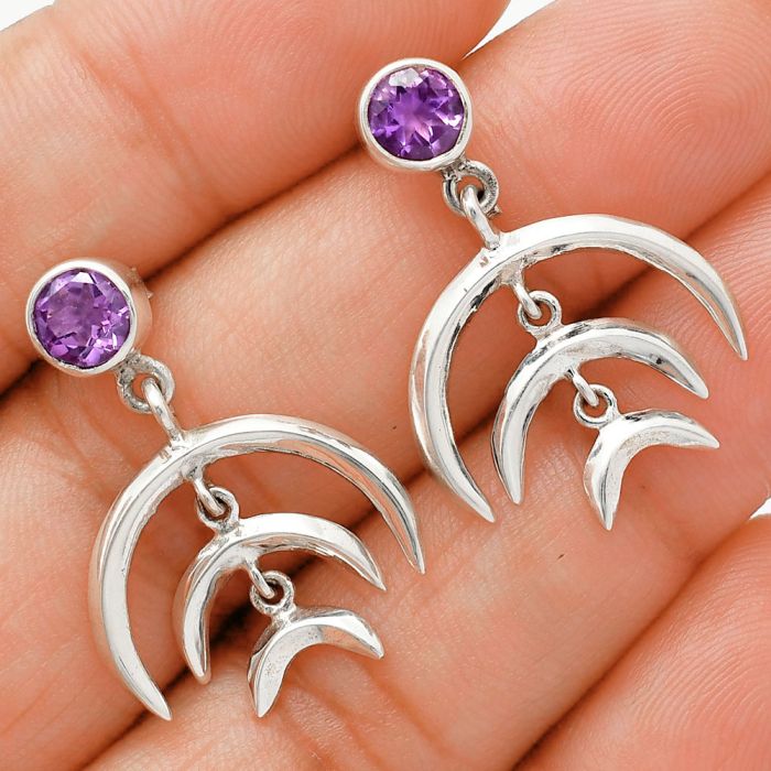 African Amethyst Earrings EXE01281 E-1249, 6x6 mm