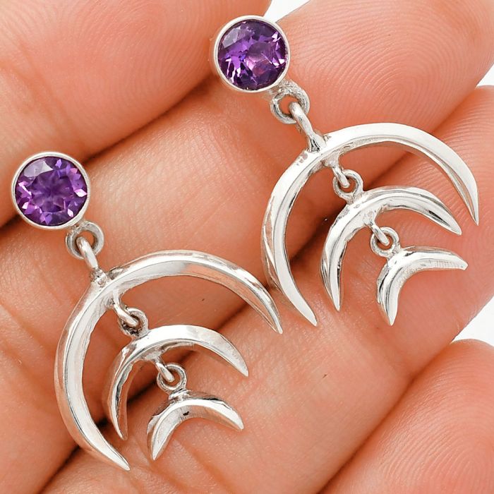 African Amethyst Earrings EXE01284 E-1249, 6x6 mm