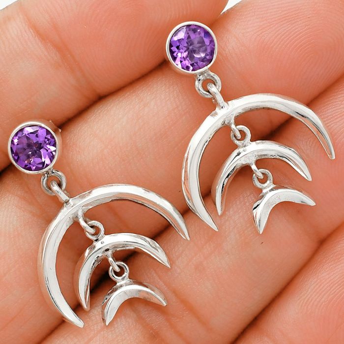 African Amethyst Earrings EXE01285 E-1249, 6x6 mm