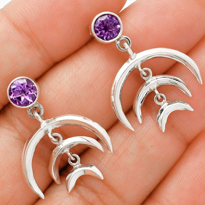 African Amethyst Earrings EXE01288 E-1249, 6x6 mm