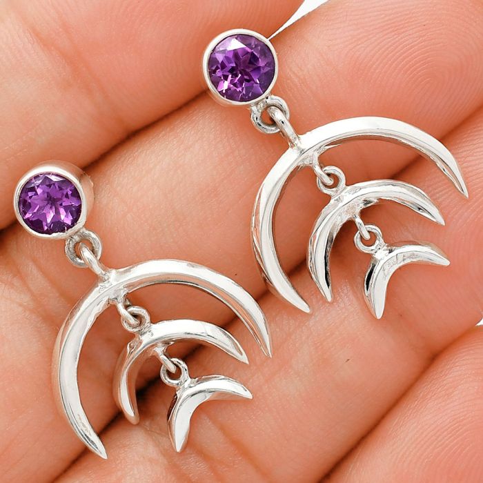 African Amethyst Earrings EXE01289 E-1249, 6x6 mm